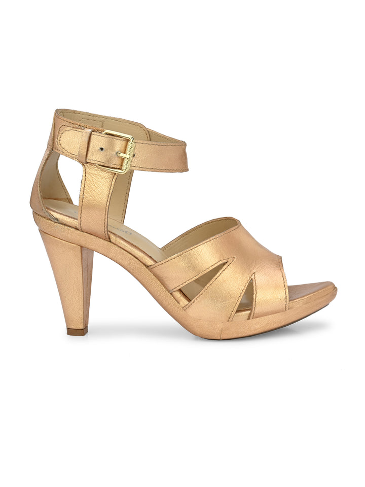 Women's Genuine Metallic Leather Stylish High Heel Sandal / Premium Collection