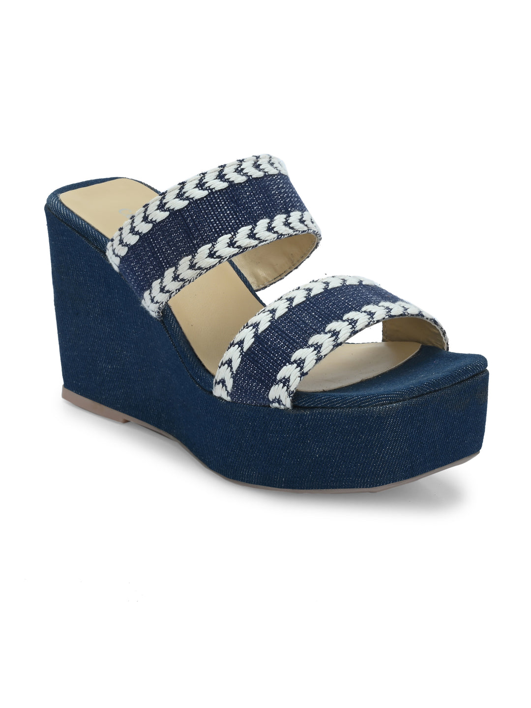 Women's Blue Colour Vegan Leather Blue / white strap