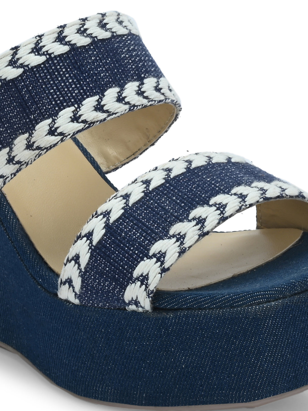 Women's Blue Colour Vegan Leather Blue / white strap