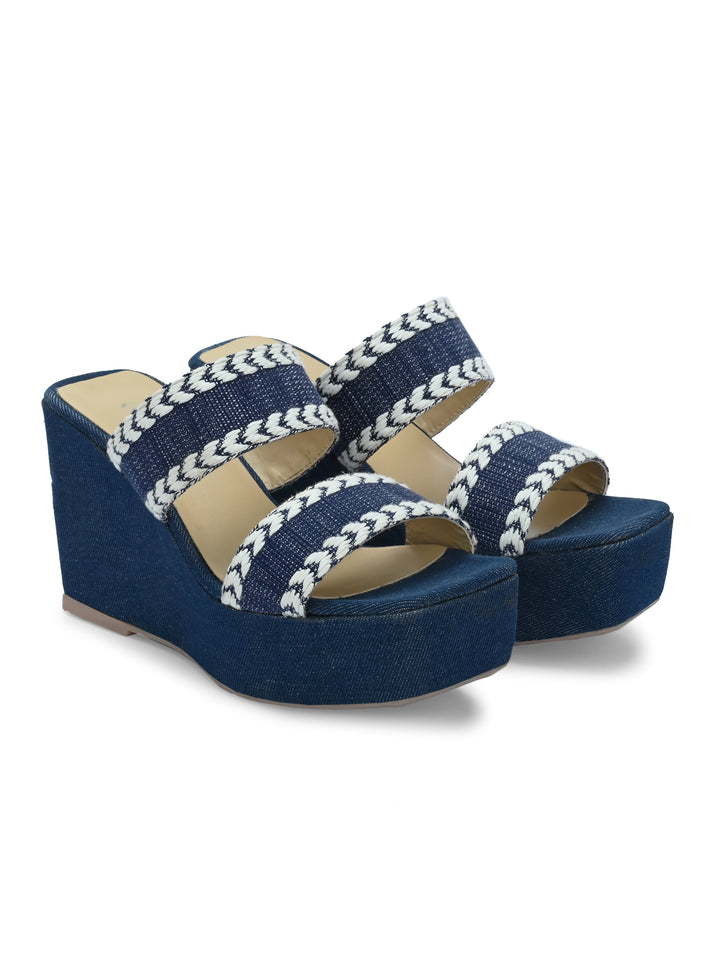 Women's Blue Colour Vegan Leather Blue / white strap