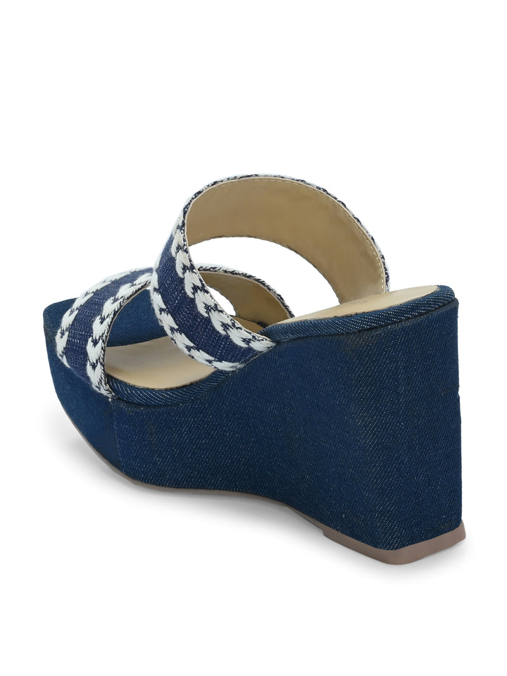 Women's Blue Colour Vegan Leather Blue / white strap