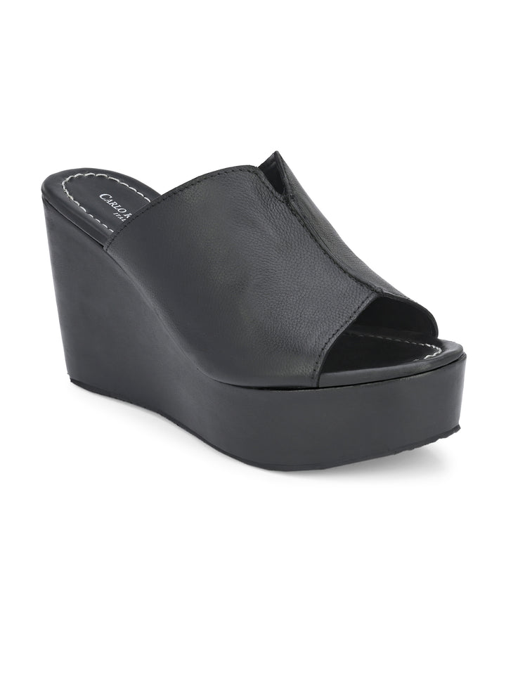 Women's Genuine Sheep Leather Stylish Ultra Light Weight High Platform Heel Sandal / Premium Collection