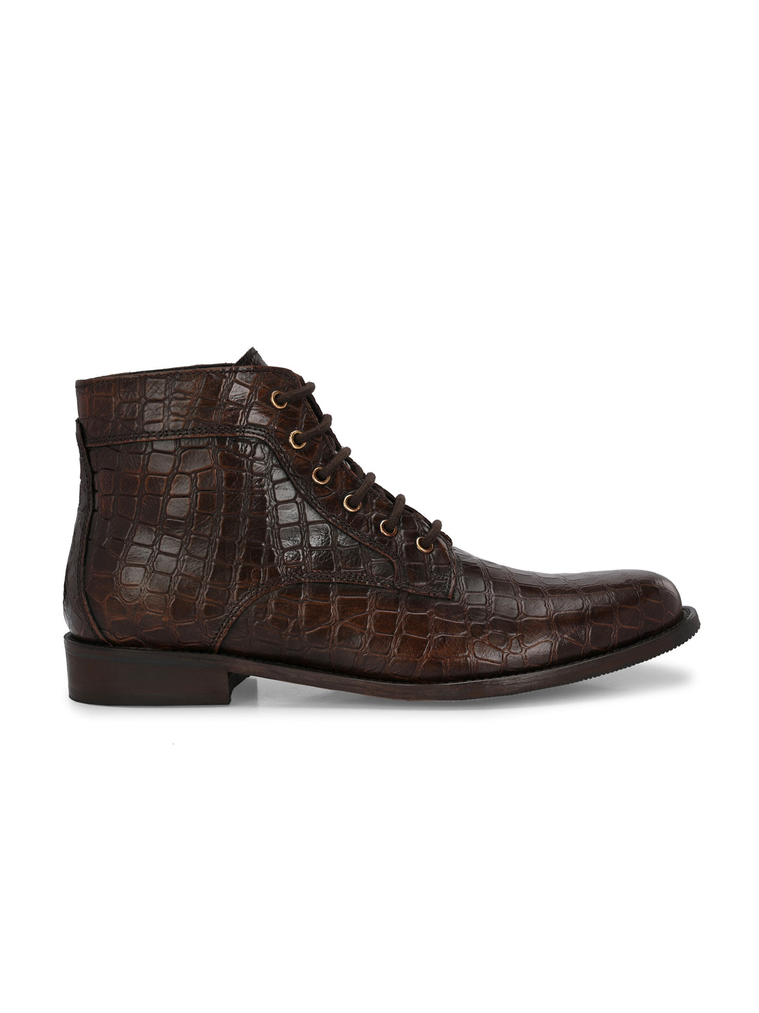 CARLO ROMANO BROWN COLOR PREMIUM RANGE ITALIAN CROCODILE PRINTED LEATHER BOOT FOR MEN