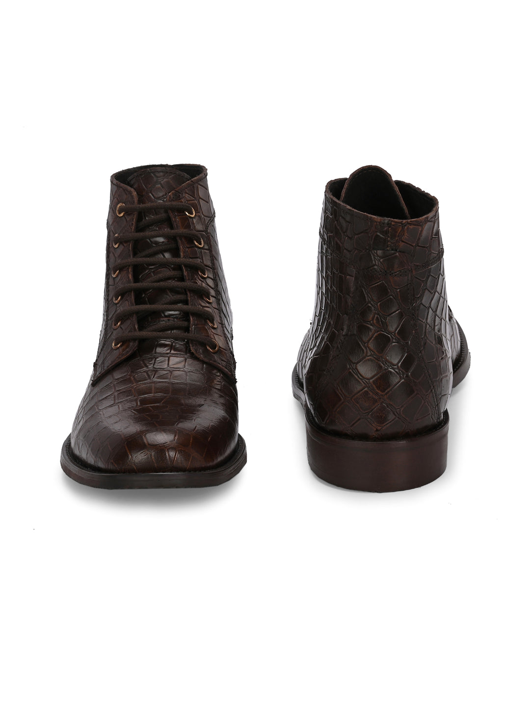 CARLO ROMANO BROWN COLOR PREMIUM RANGE ITALIAN CROCODILE PRINTED LEATHER BOOT FOR MEN