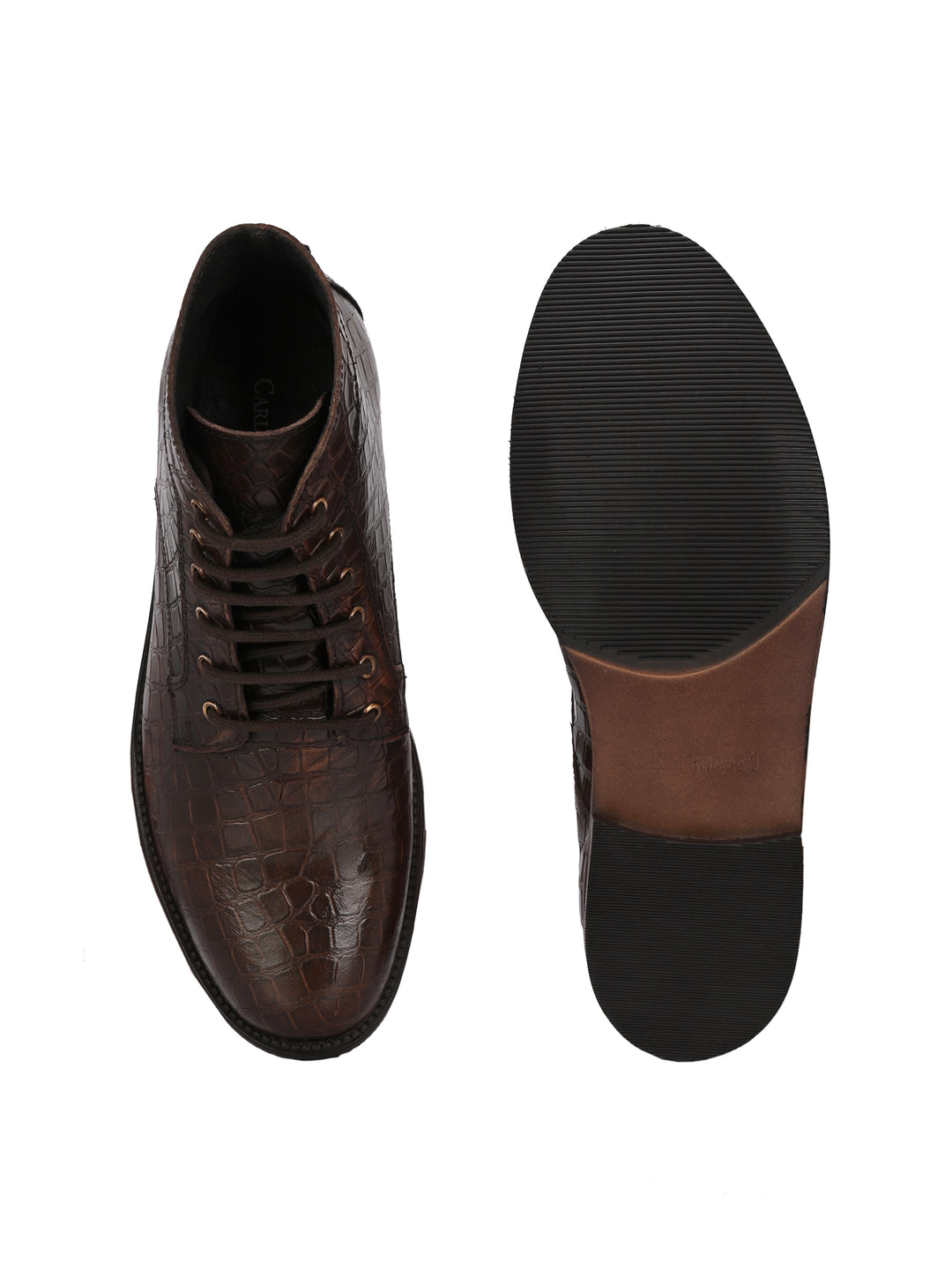 CARLO ROMANO BROWN COLOR PREMIUM RANGE ITALIAN CROCODILE PRINTED LEATHER BOOT FOR MEN