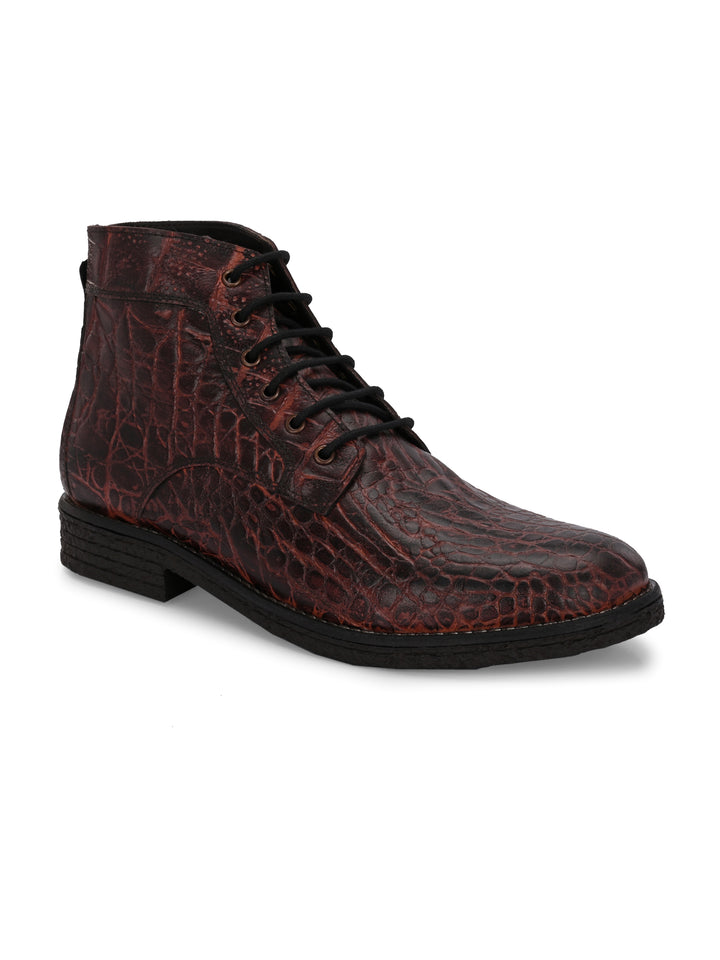 CARLO ROMANO TAN COLOR PREMIUM ITALIAN RANGE CROCO PRINTED LEATHER BOOT FOR MEN