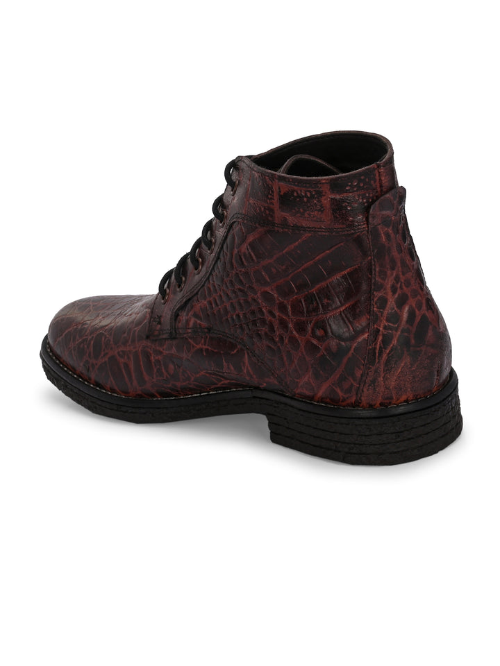CARLO ROMANO TAN COLOR PREMIUM ITALIAN RANGE CROCO PRINTED LEATHER BOOT FOR MEN