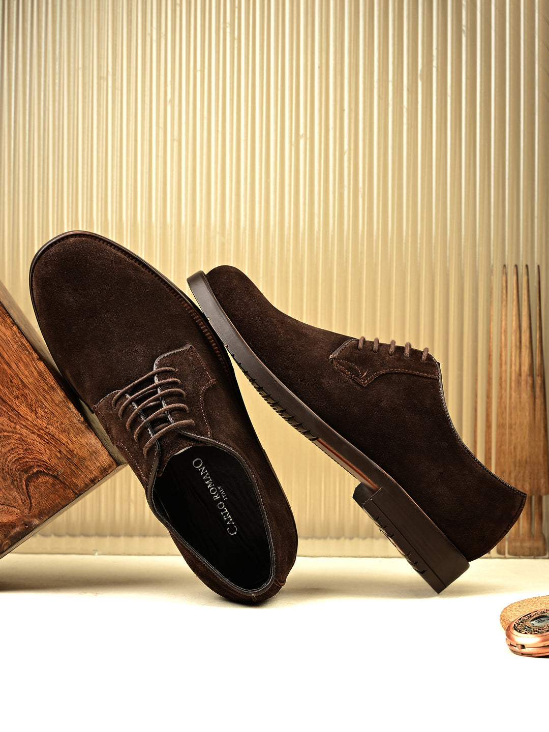 Carlo Romano Suede Leather Derby Formal Shoes For men