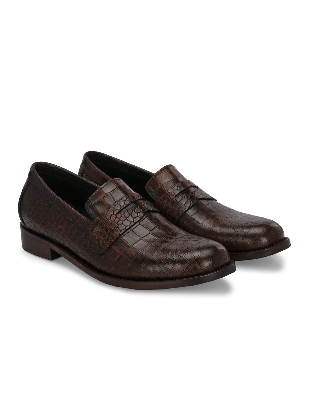 CARLO ROMANO BROWN COLOR PREMIUM RANGE ITALIAN CROCODILE PRINTED LEATHER MOCCASIN SHOE FOR MEN