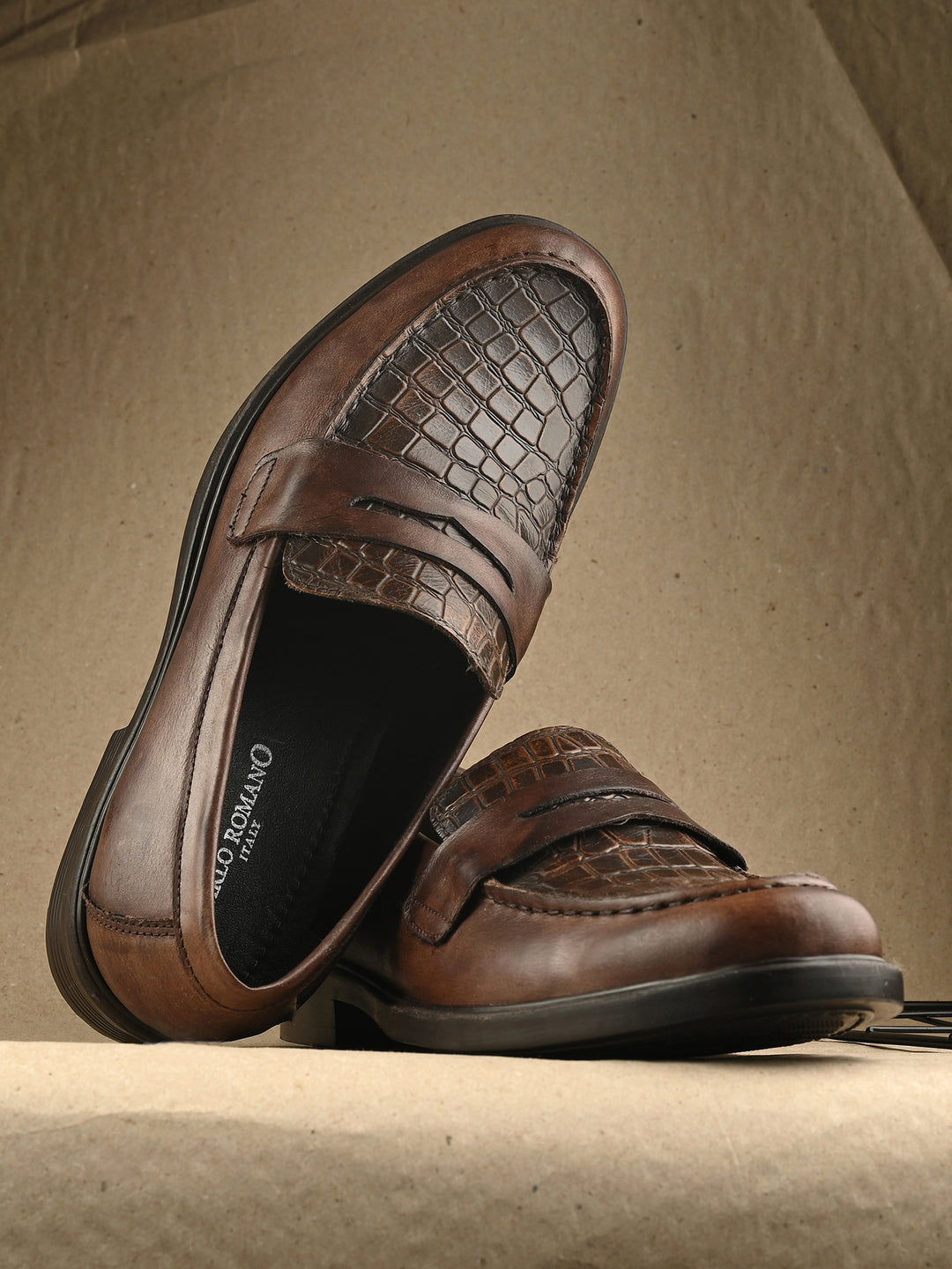 CARLO ROMANO PREMIUM CROCODILE PRINTED LEATHER MOCCASIN SHOES FOR MEN