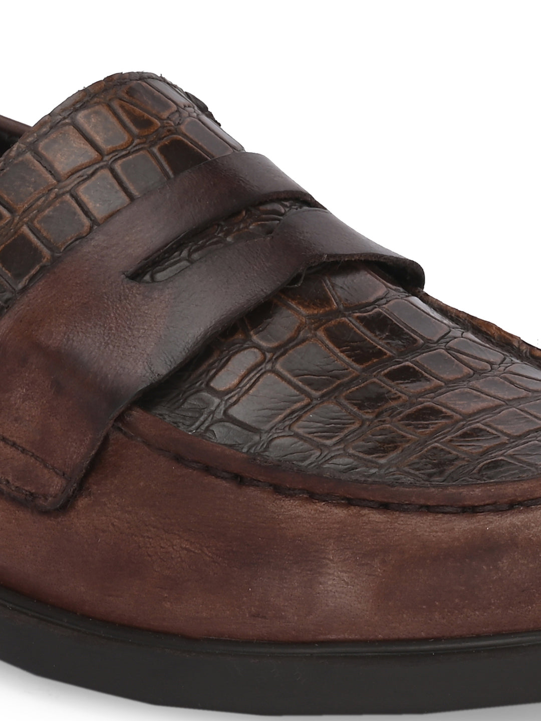 CARLO ROMANO PREMIUM CROCODILE PRINTED LEATHER MOCCASIN SHOES FOR MEN