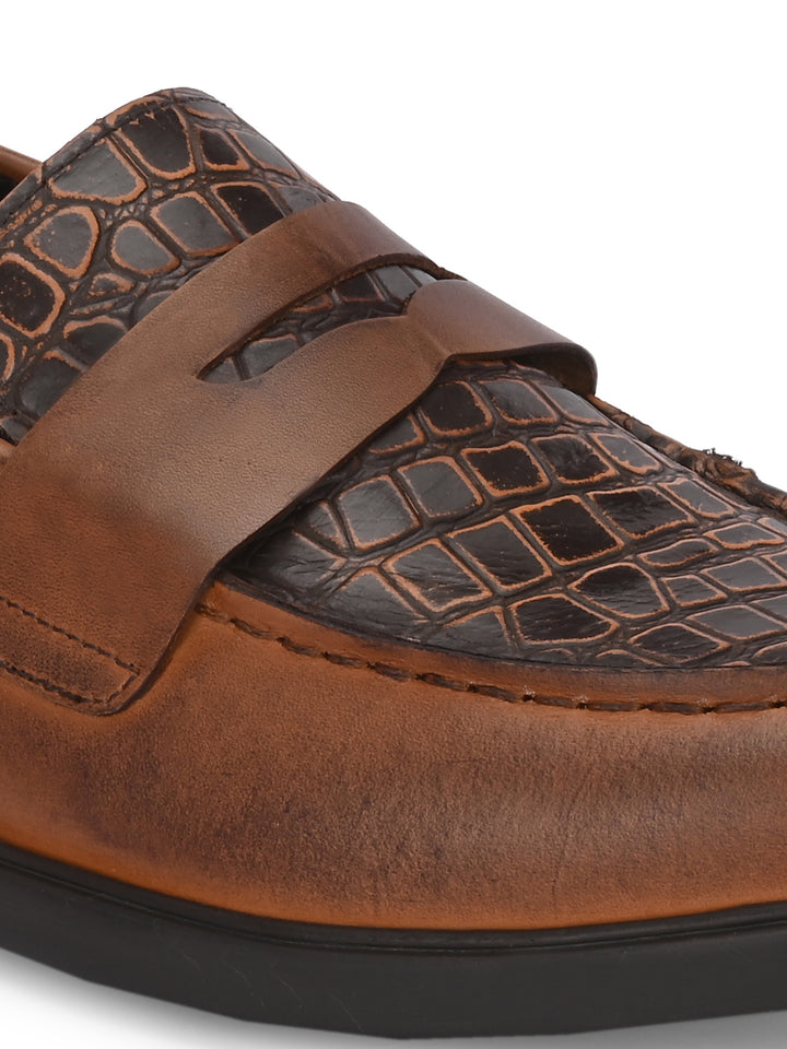 CARLO ROMANO PREMIUM CROCODILE PRINTED LEATHER MOCCASIN SHOES FOR MEN