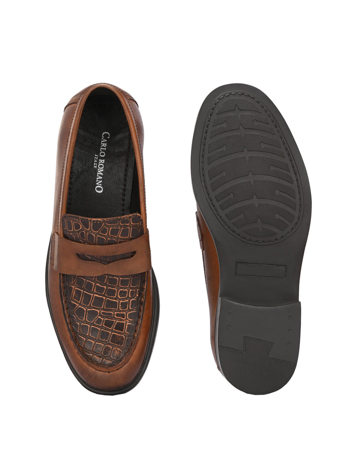 CARLO ROMANO PREMIUM CROCODILE PRINTED LEATHER MOCCASIN SHOES FOR MEN