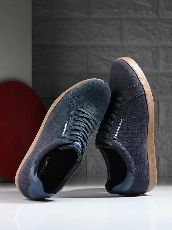 CARLO ROMANO SUEDE LEATHER LACE-UP SNEAKER SHOE FOR MEN