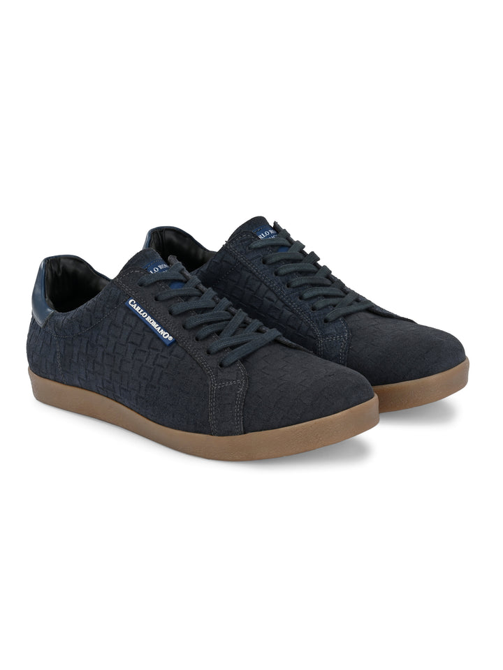 CARLO ROMANO SUEDE LEATHER LACE-UP SNEAKER SHOE FOR MEN
