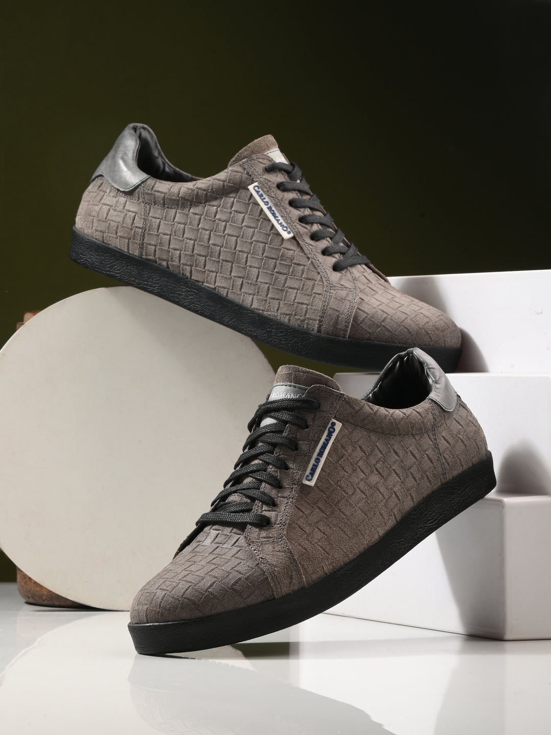 CARLO ROMANO SUEDE LEATHER LACE-UP SNEAKER SHOE FOR MEN