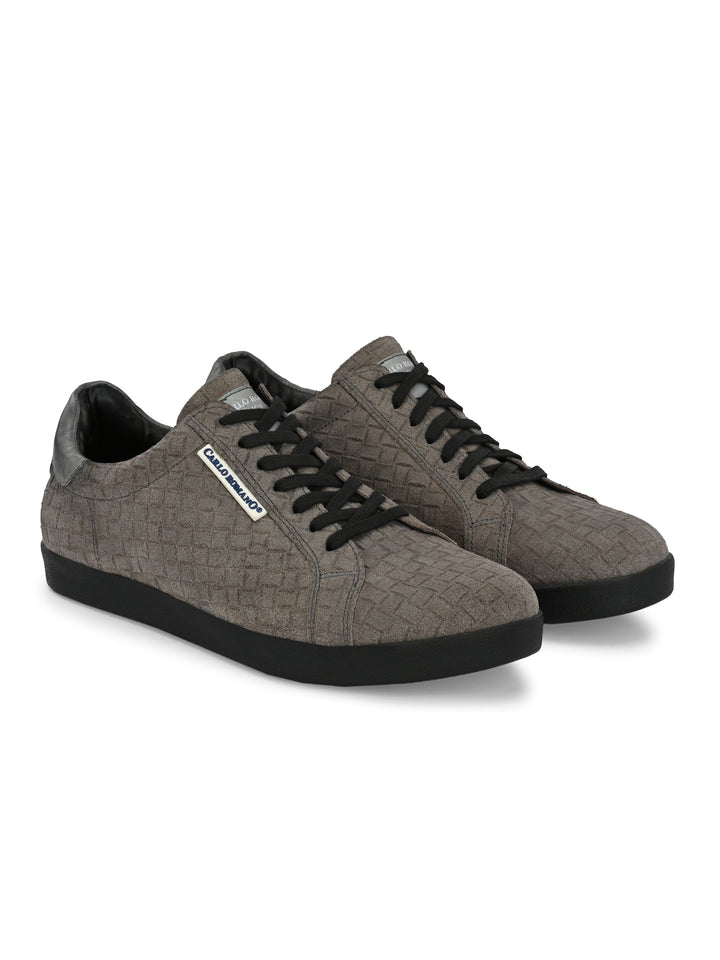 CARLO ROMANO SUEDE LEATHER LACE-UP SNEAKER SHOE FOR MEN