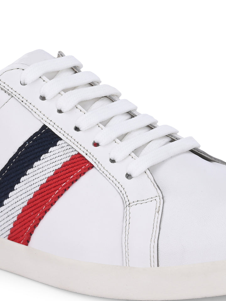 CARLO ROMANO WHITE COLOR LACE UP LEATHER SNEAKER CASUAL SHOE FOR MEN