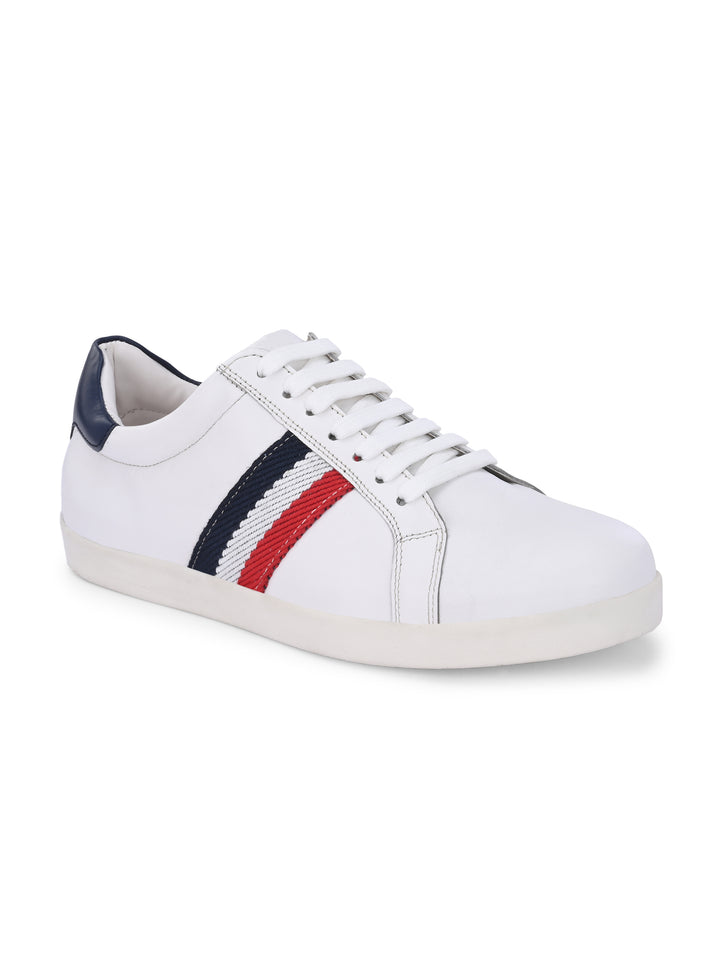 CARLO ROMANO WHITE COLOR LACE UP LEATHER SNEAKER CASUAL SHOE FOR MEN