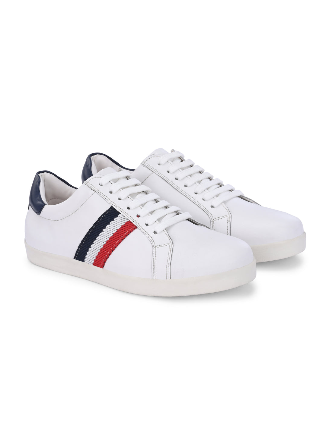 CARLO ROMANO WHITE COLOR LACE UP LEATHER SNEAKER CASUAL SHOE FOR MEN