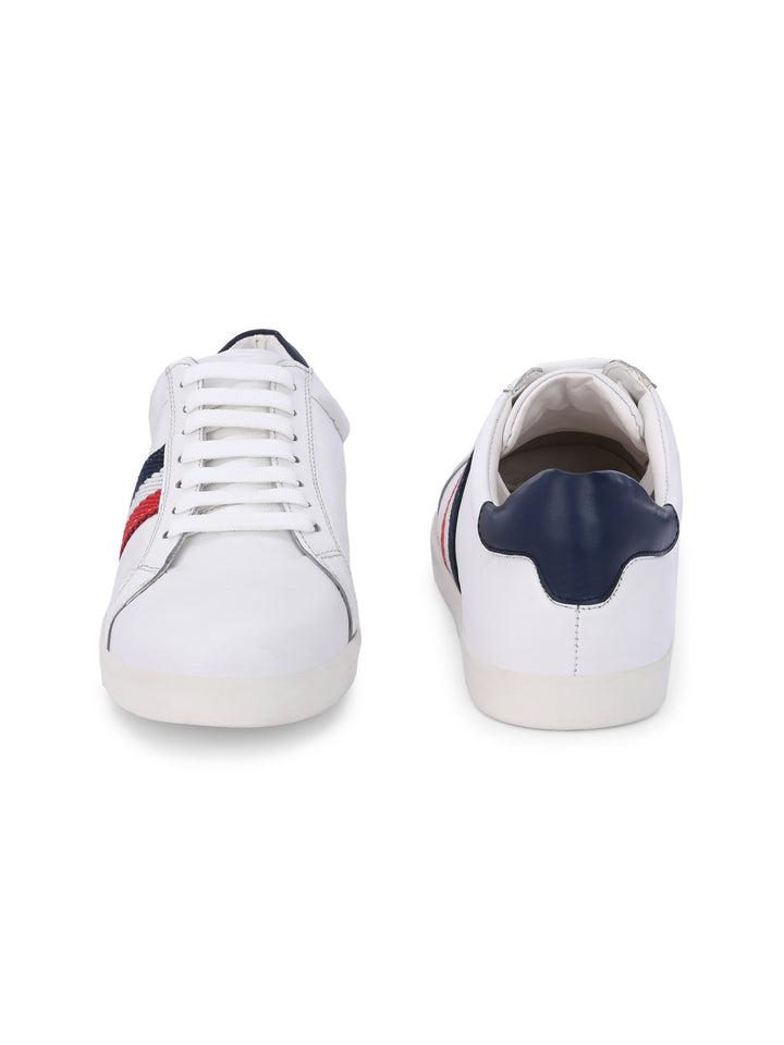 CARLO ROMANO WHITE COLOR LACE UP LEATHER SNEAKER CASUAL SHOE FOR MEN