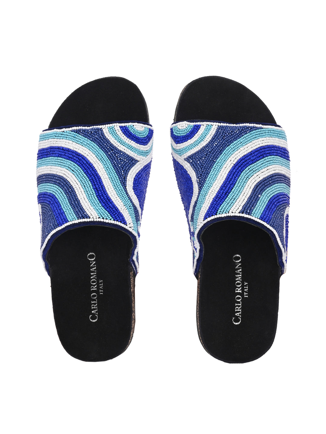 CARLO ROMANO BY WASAN MULTI COLOR EMBROIDERY FASHIONABLE LEATHER SLIPPER  FOR WOMEN