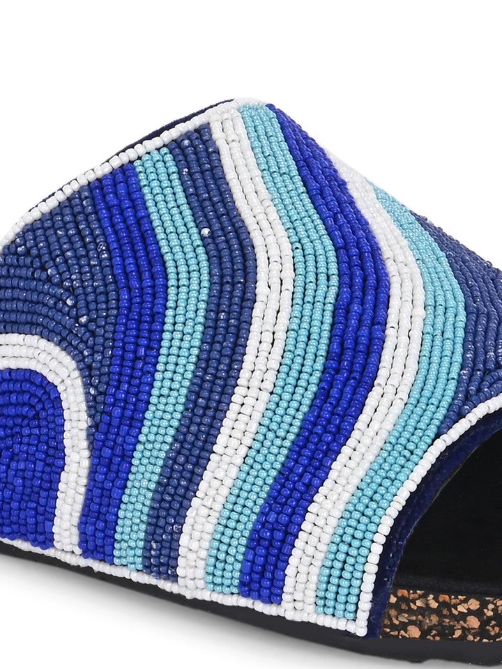 CARLO ROMANO BY WASAN MULTI COLOR EMBROIDERY FASHIONABLE LEATHER SLIPPER  FOR WOMEN