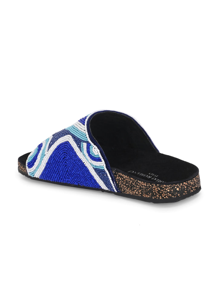 CARLO ROMANO BY WASAN MULTI COLOR EMBROIDERY FASHIONABLE LEATHER SLIPPER  FOR WOMEN