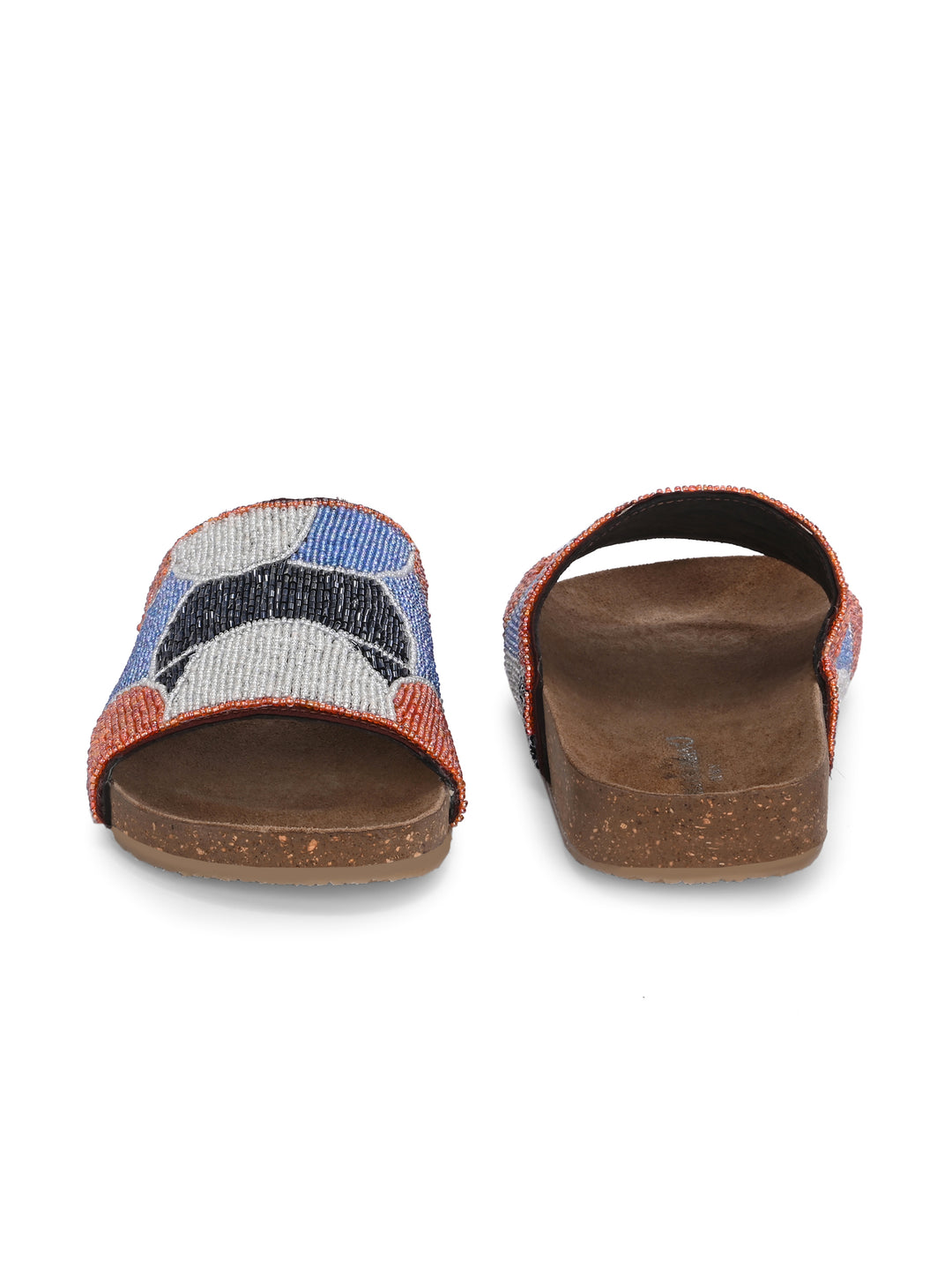 CARLO ROMANO BY WASAN MULTI COLOR EMBROIDERY FASHIONABLE LEATHER SLIPPER  FOR WOMEN