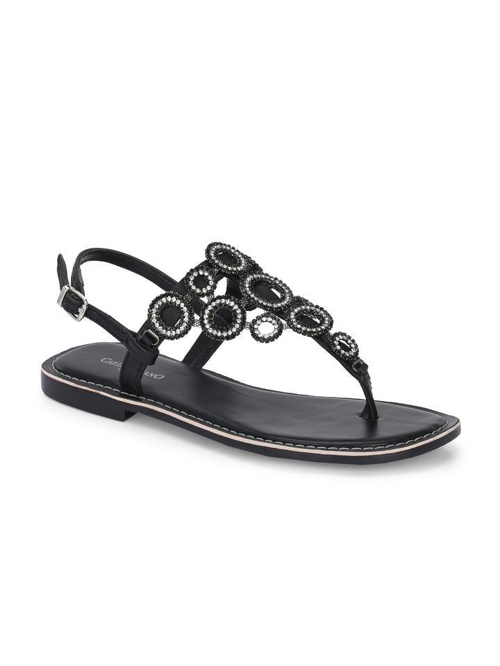 CARLO ROMANO GENUINE LEATHER FLAT STYLISH SANDAL FOR WOMEN