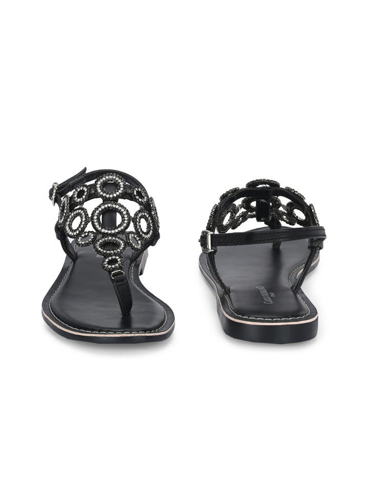 CARLO ROMANO GENUINE LEATHER FLAT STYLISH SANDAL FOR WOMEN