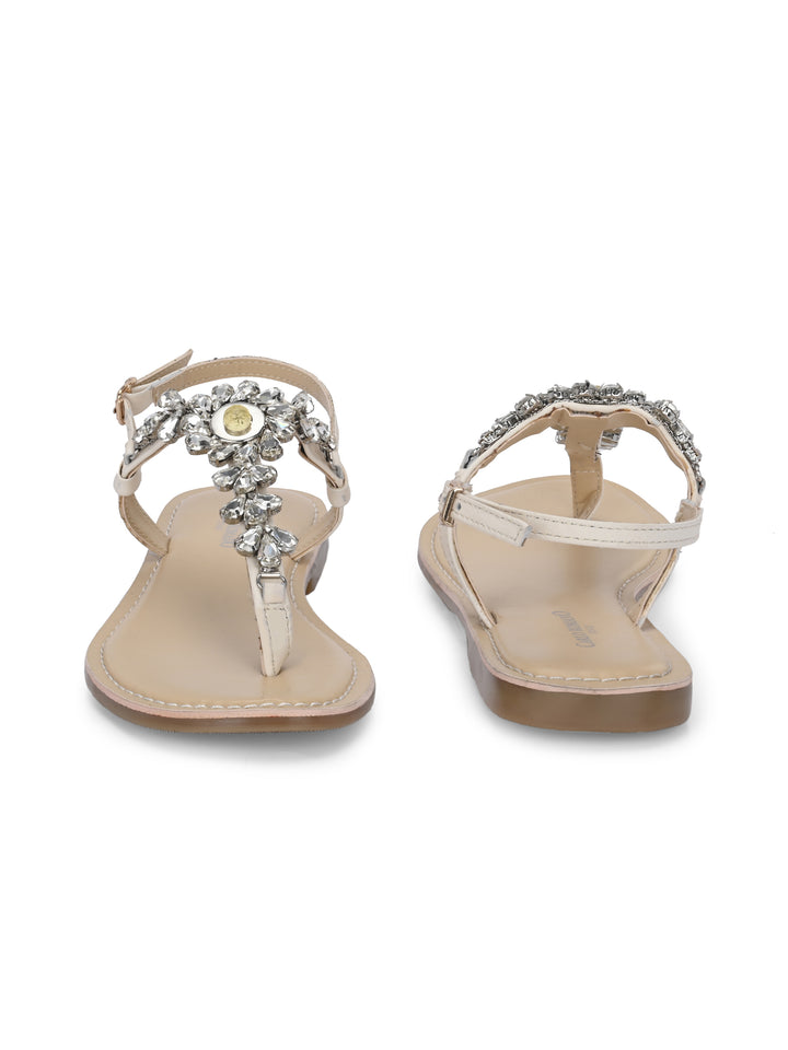 CARLO ROMANO GENUINE LEATHER FLAT STYLISH SANDAL FOR WOMEN