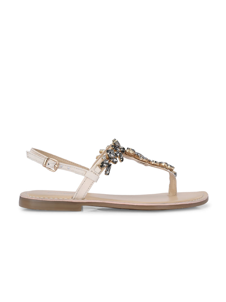 CARLO ROMANO GENUINE LEATHER FLAT STYLISH SANDAL FOR WOMEN