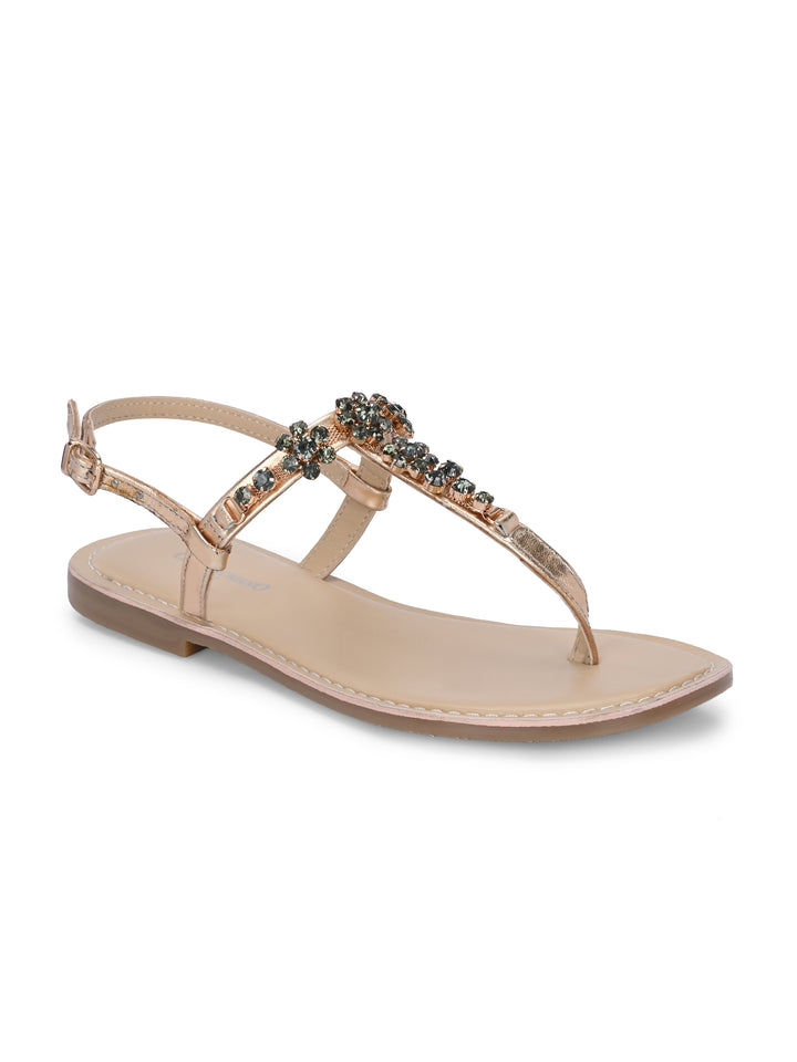 CARLO ROMANO GENUINE LEATHER FLAT STYLISH SANDAL FOR WOMEN