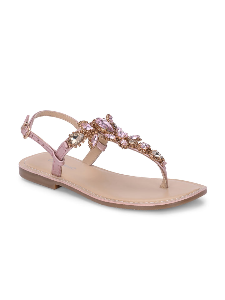 CARLO ROMANO GENUINE LEATHER FLAT STYLISH SANDAL FOR WOMEN