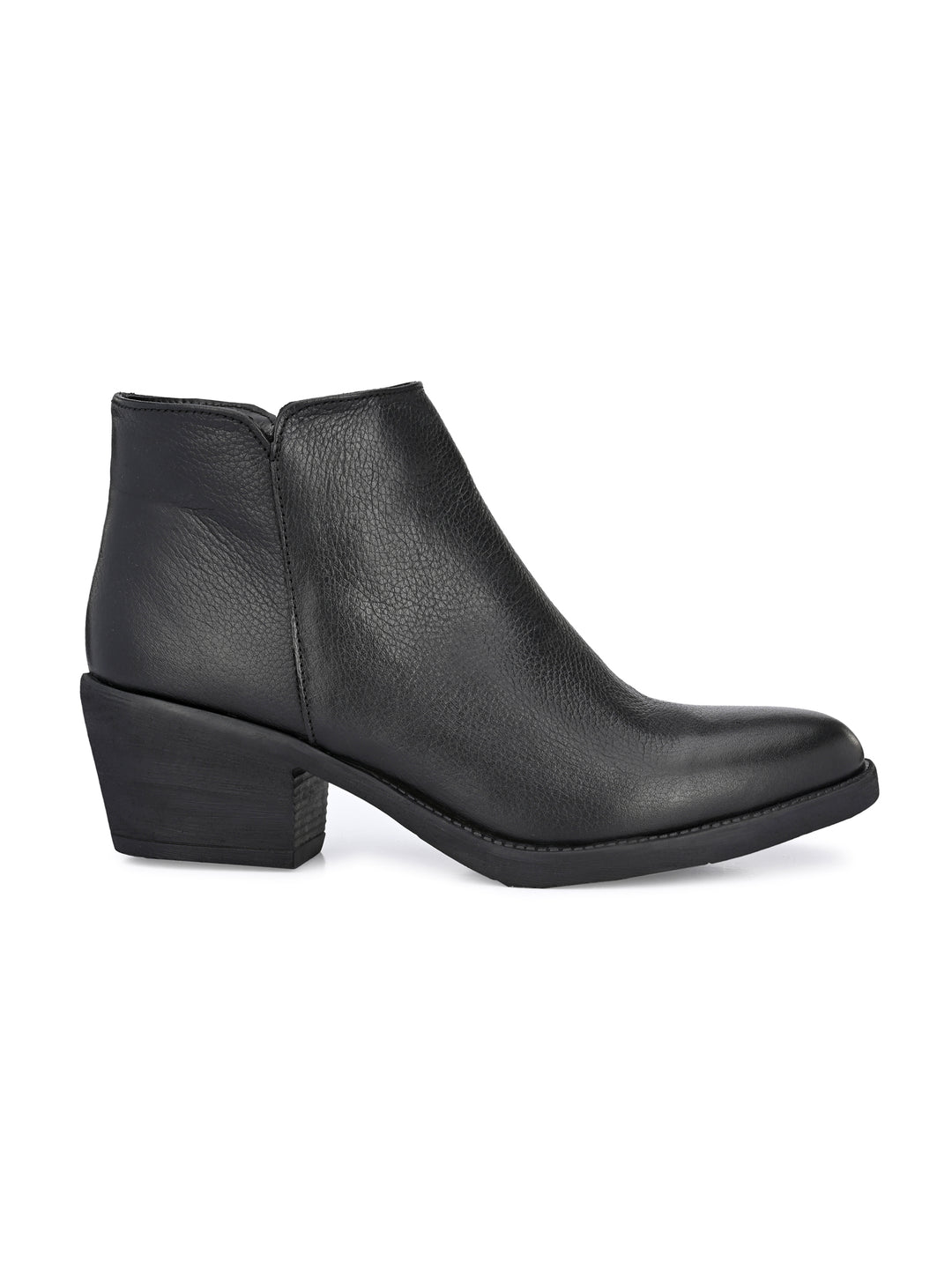 BURNISH LEATHER ZIP ANKLE BOOT