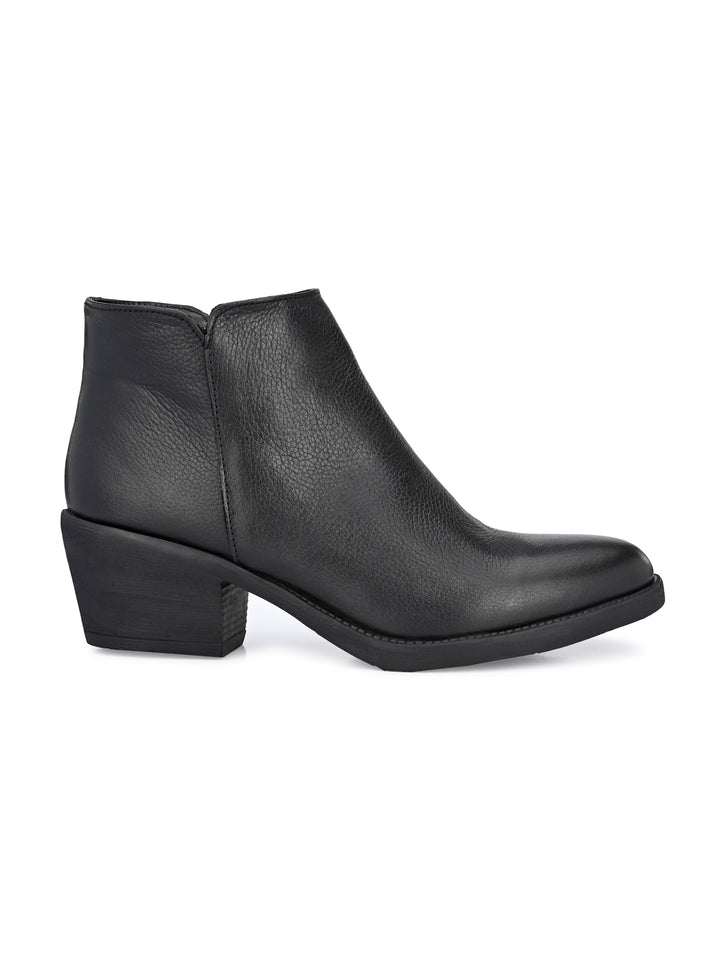 BURNISH LEATHER ZIP ANKLE BOOT
