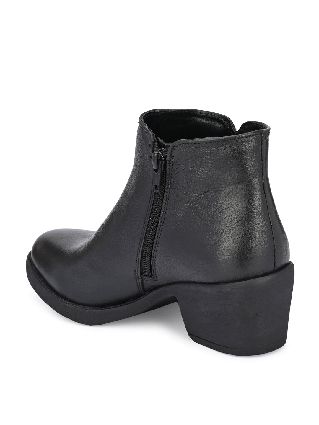 BURNISH LEATHER ZIP ANKLE BOOT