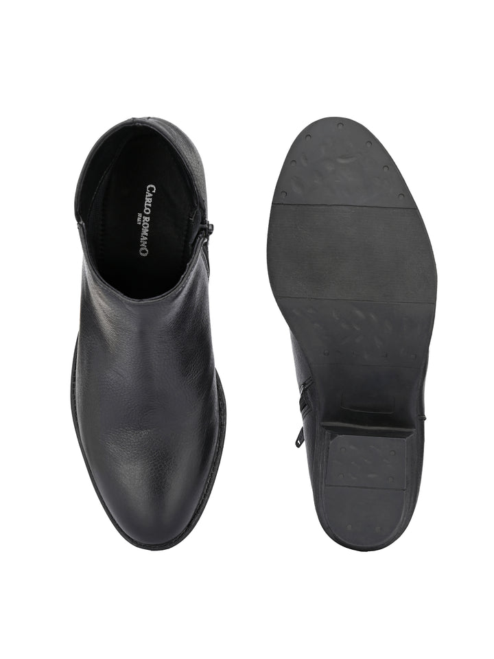 BURNISH LEATHER ZIP ANKLE BOOT