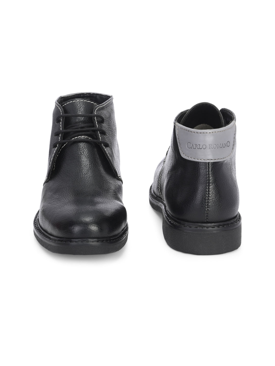 CARLO ROMANO BY WASAN BLACK GREY COLOR VEGAN LEATHER CASUAL DERBY BOOT FOR MEN