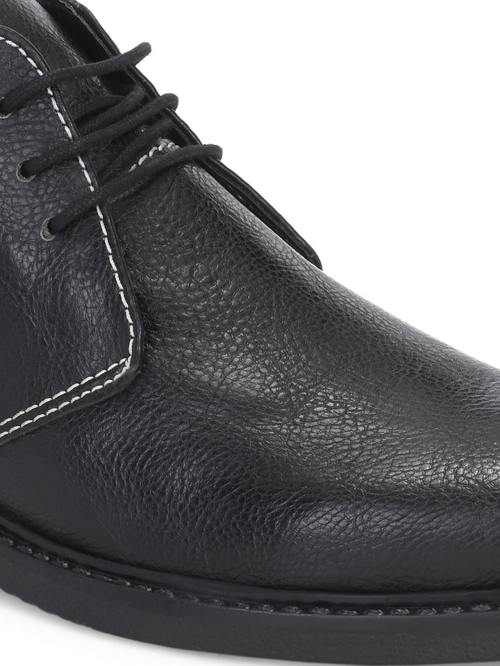 CARLO ROMANO BY WASAN BLACK GREY COLOR VEGAN LEATHER CASUAL DERBY BOOT FOR MEN