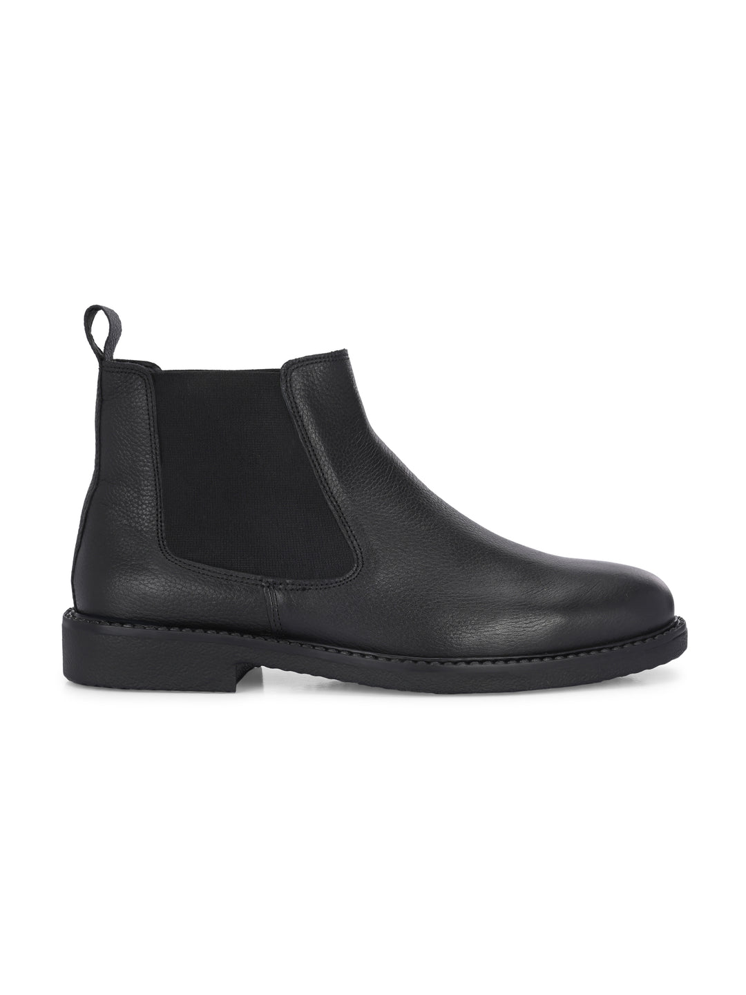 CARLO ROMANO BLACK COLOR BLACK GENUINE LEATHER SLIP-ONS ANKLE BOOT FOR MEN