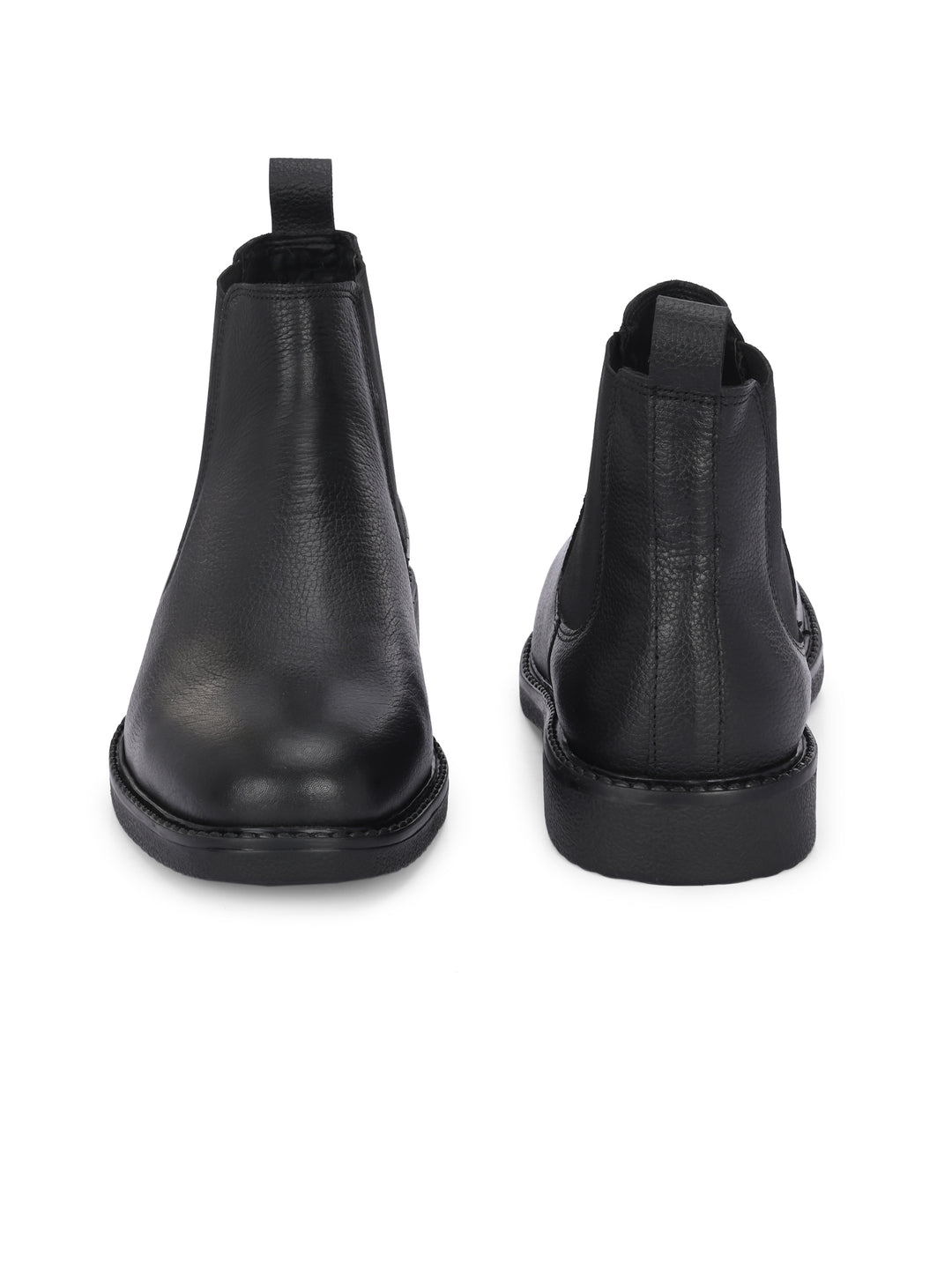 CARLO ROMANO BLACK COLOR BLACK GENUINE LEATHER SLIP-ONS ANKLE BOOT FOR MEN