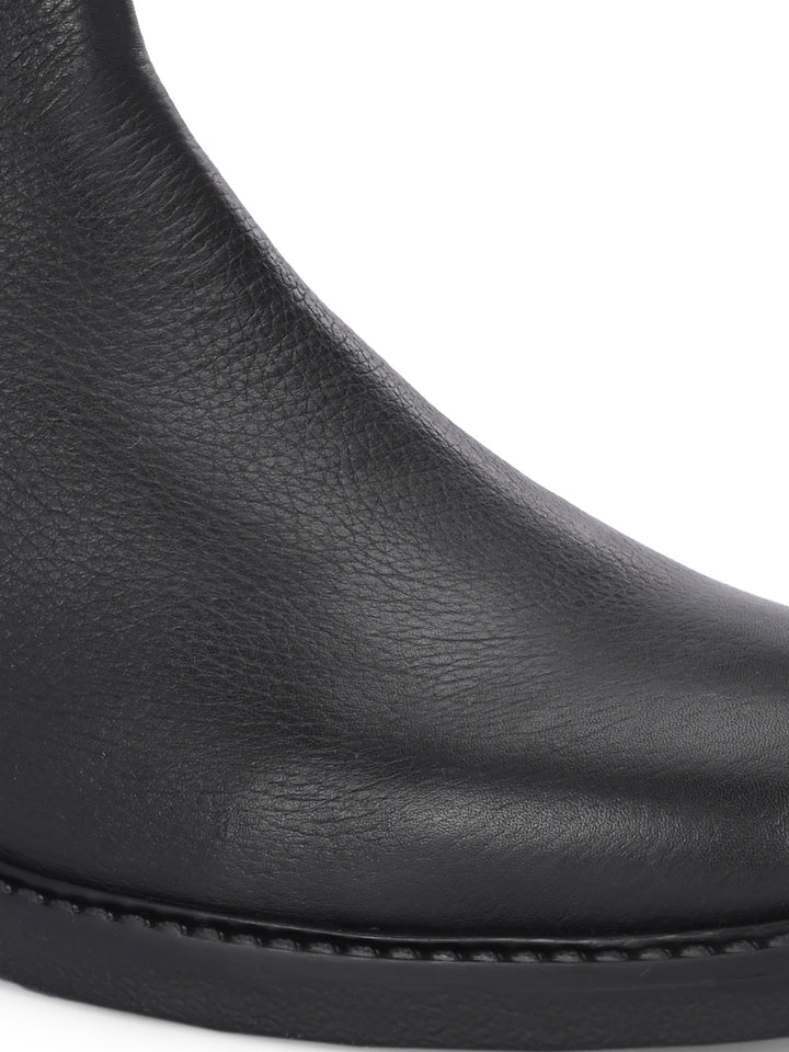 CARLO ROMANO BLACK COLOR BLACK GENUINE LEATHER SLIP-ONS ANKLE BOOT FOR MEN