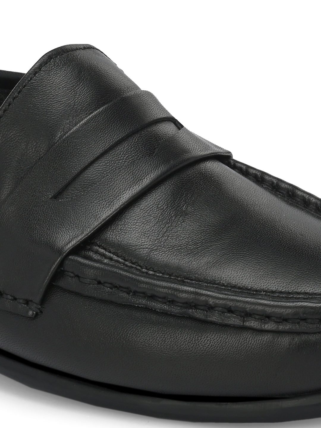 CARLO ROMANO  SHEEP LEATHER BLACK COLOR SLIP-ON MOCCASIN SHOE FOR MEN