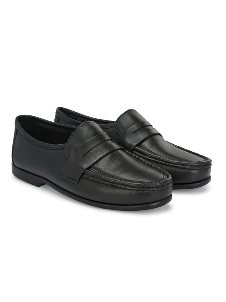 CARLO ROMANO  SHEEP LEATHER BLACK COLOR SLIP-ON MOCCASIN SHOE FOR MEN