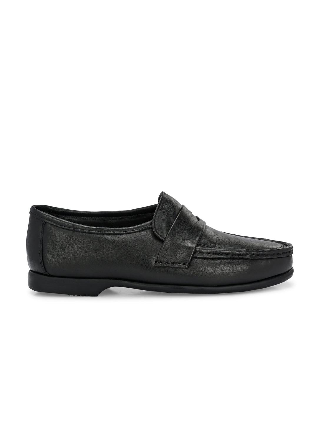 CARLO ROMANO  SHEEP LEATHER BLACK COLOR SLIP-ON MOCCASIN SHOE FOR MEN