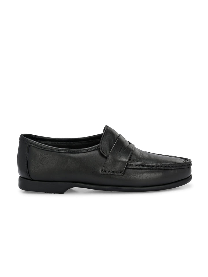 CARLO ROMANO  SHEEP LEATHER BLACK COLOR SLIP-ON MOCCASIN SHOE FOR MEN