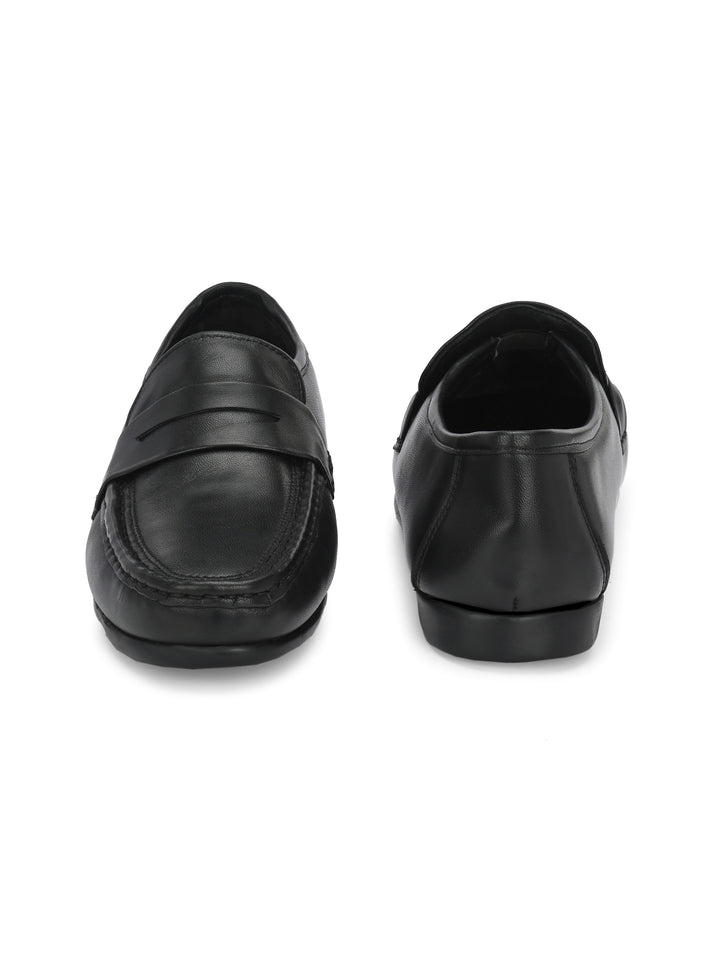 CARLO ROMANO  SHEEP LEATHER BLACK COLOR SLIP-ON MOCCASIN SHOE FOR MEN