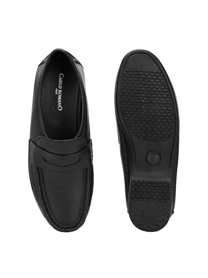 CARLO ROMANO  SHEEP LEATHER BLACK COLOR SLIP-ON MOCCASIN SHOE FOR MEN